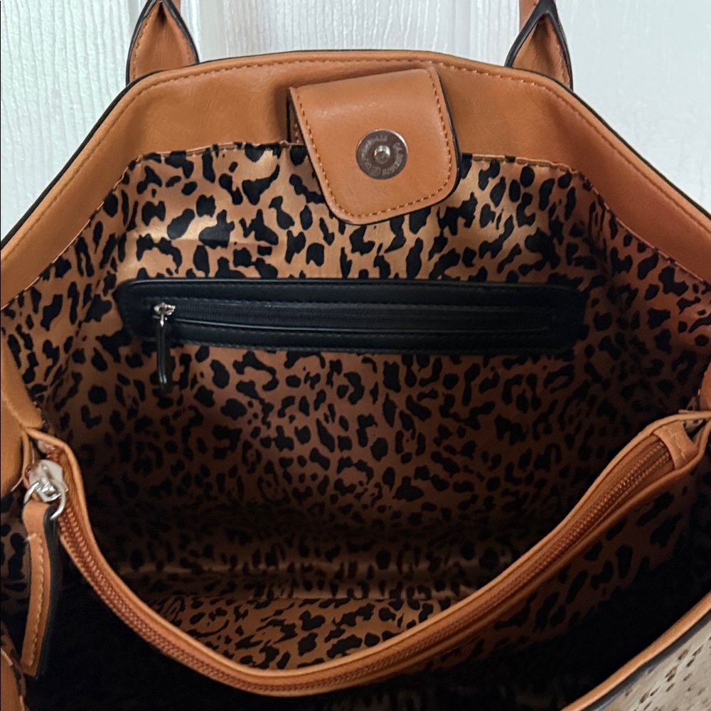 Van Heusen Brown and Tan Structured Tote Bag - Picture 5 of 6